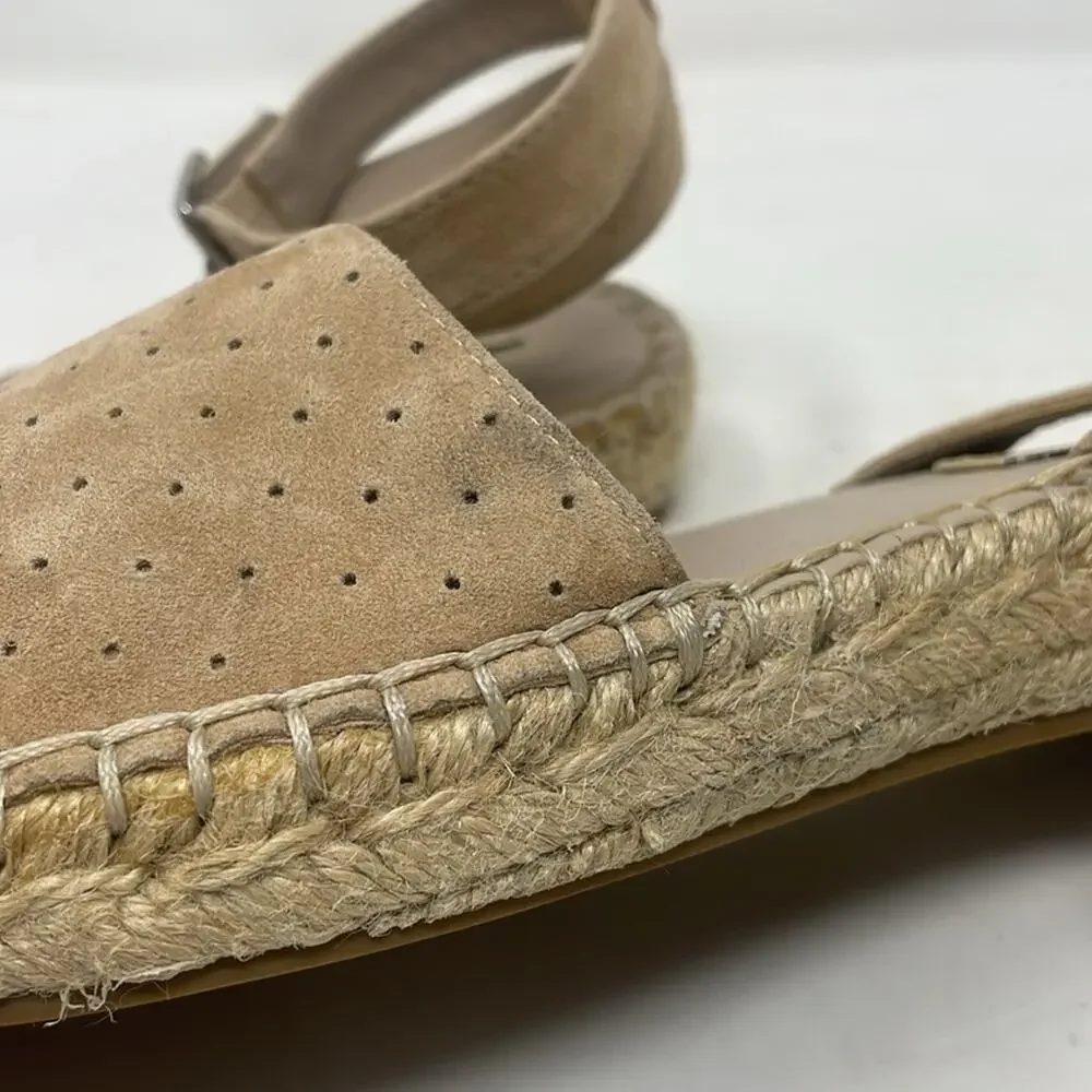 Steve Madden Lesko Tan Ankle Strap Espadrille with Jute Trim Size 8.5